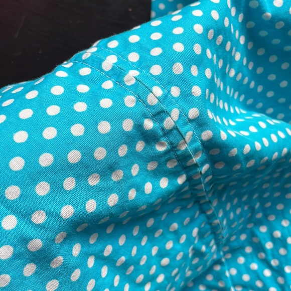 Vintage 60s 70s Blue Polka Dot Zip Front Dress ILGWU Mini Dress XS Small - Picture 5 of 6